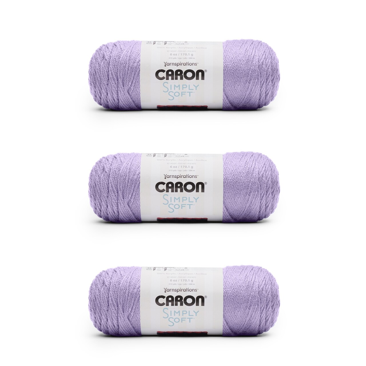Caron Simply Soft Orchid Yarn - 3 Pack of 170g/6oz - Acrylic - 4 Medium (Worsted) - 315 Yards - Knitting/Crochet